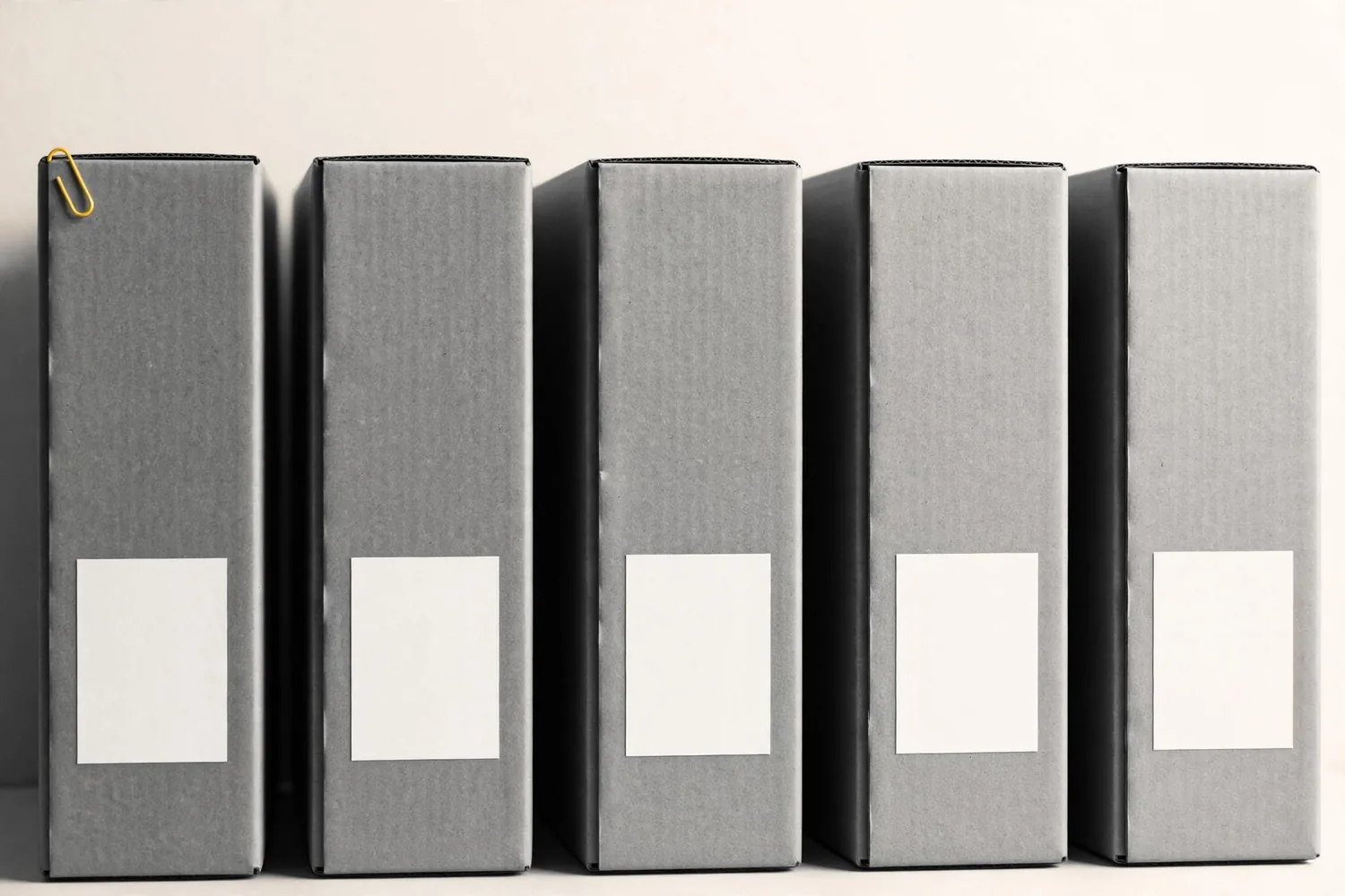 Archive boxes with blank labels